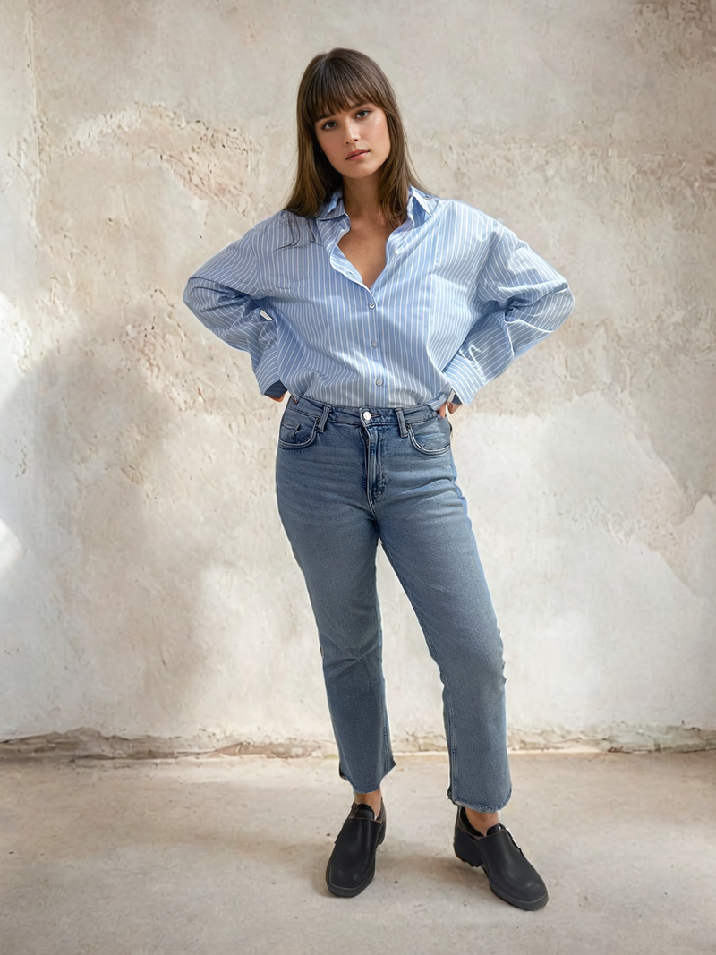 Light Blue Cotton Striped Shirt