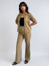 Tailored Half Sleeves Shirt and Bootcut Slit Pants Co-ord Set