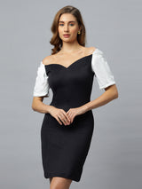 Sweetheart Neckline Monochrome Knit Dress