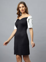 Sweetheart Neckline Monochrome Knit Dress