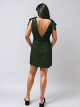 Green Mini Dress with Knot Detail