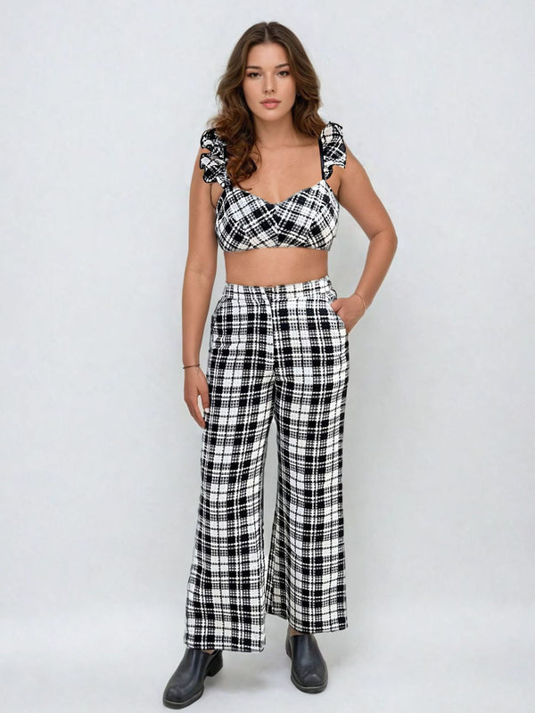 Ruffle Top and Bootcut Pants Co-ord Set