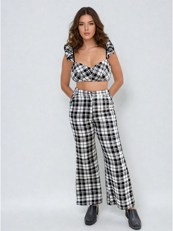 Ruffle Top and Bootcut Pants Co-ord Set