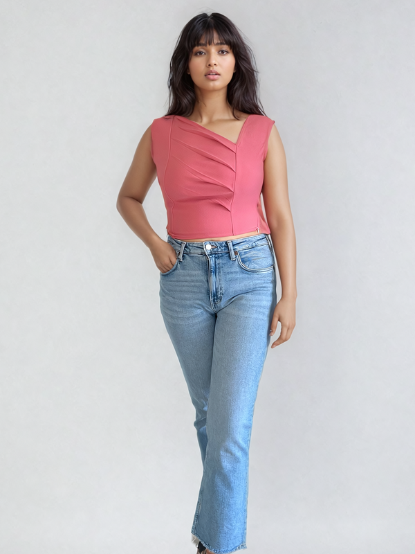 Bubblegum Top with Pleat Detail