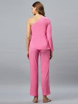 One Shoulder Knit Top and Straight Fit Pants