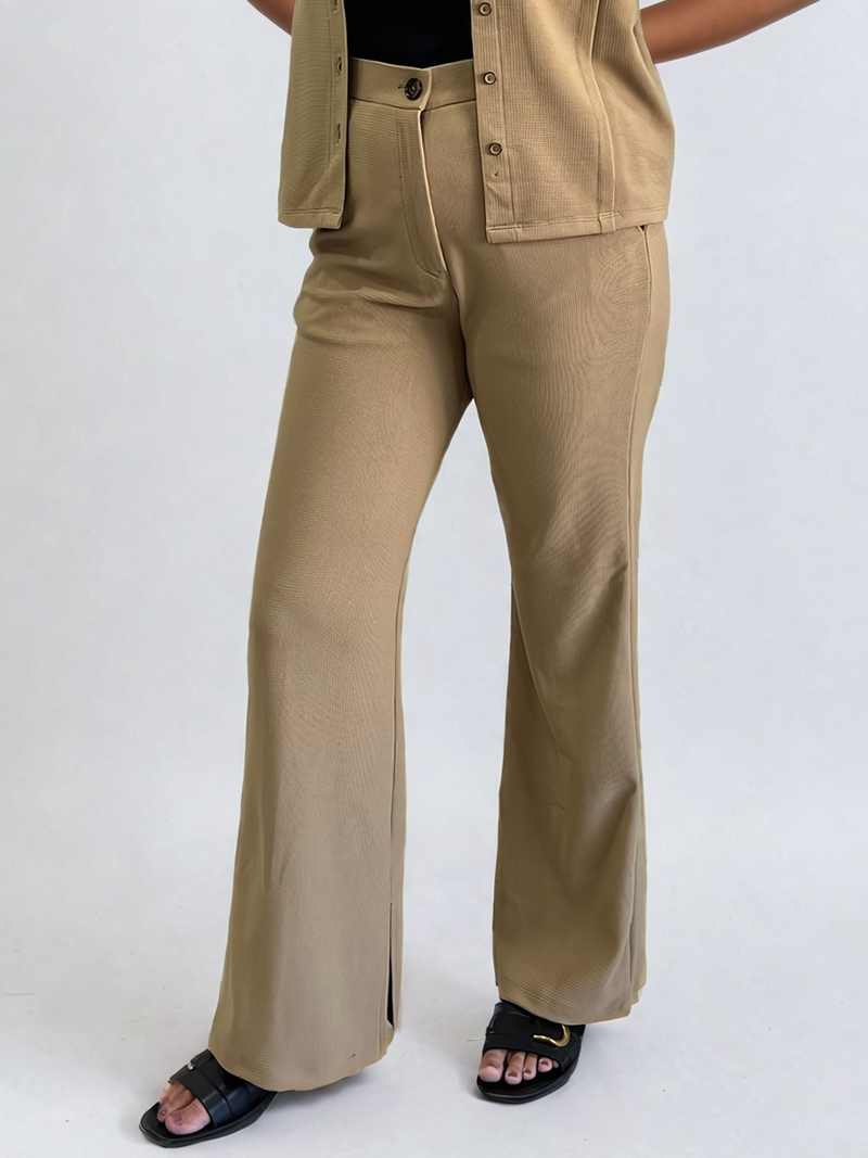 Tailored Half Sleeves Shirt and Bootcut Slit Pants Co-ord Set